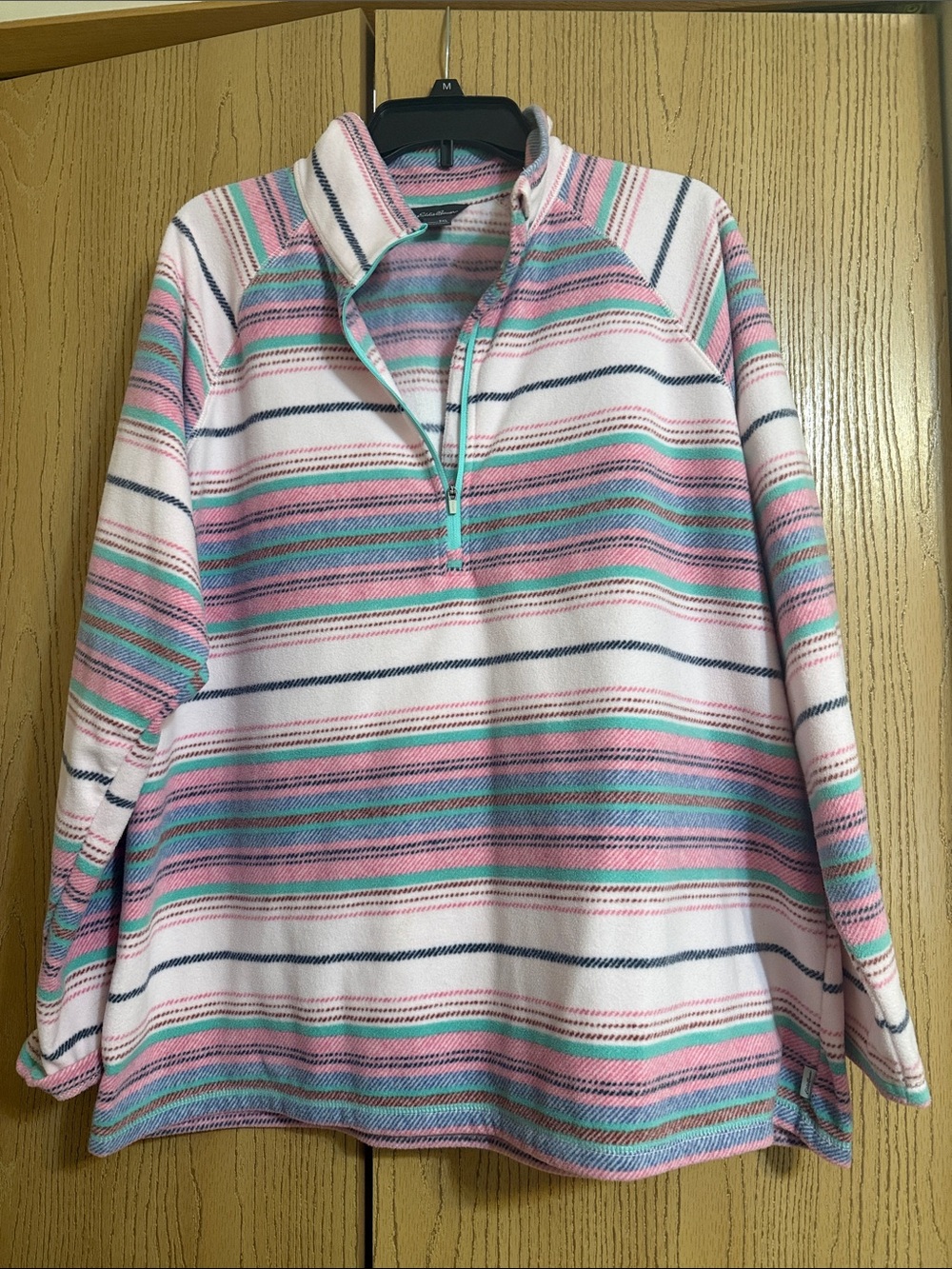 Eddie Bauer 2XL Striped Pastel Quarter-Zip Pullover
